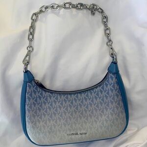 Michael Kors Blue and Silver Shoulder Bag